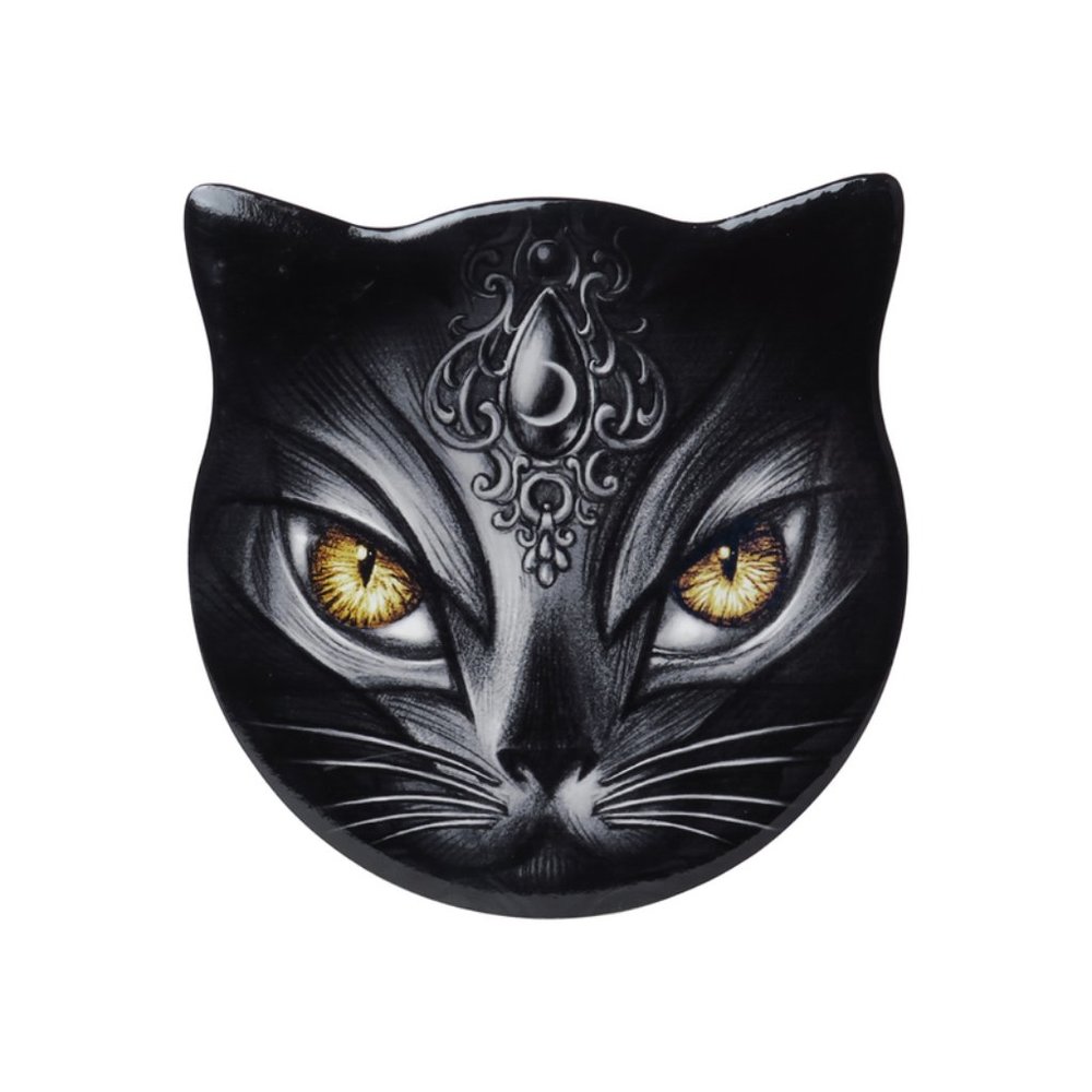 Alchemy Gothic Sacred Cat Black Ceramic Coaster